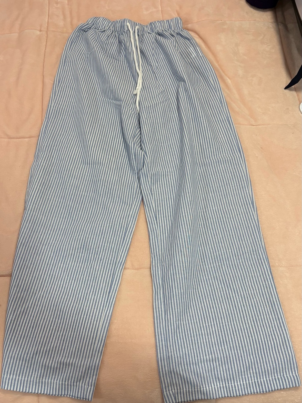 Light Blue Stripe women Drawstring Lounge Pants